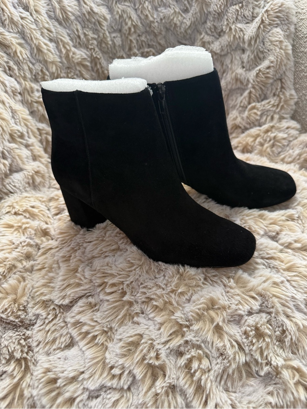 Bella Vita Black Suede Ankle Booties with Block Heel